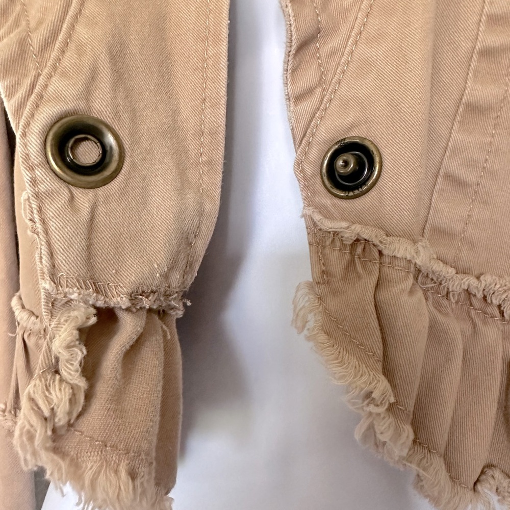 Mixit Tan Cropped Jacket Blazer Ruffles - Picture 4 of 7